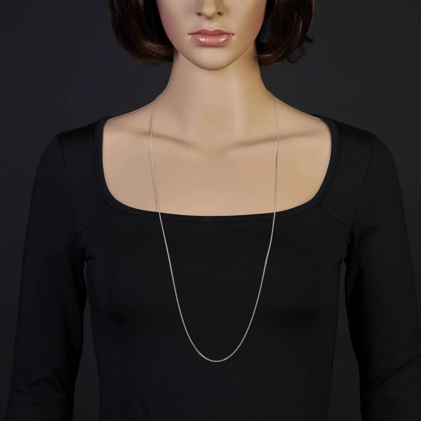 1,9mm Rund-Ankerkette Kette Collier, 585 Gold Weißgold Goldkette, 90cm