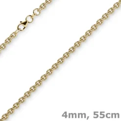 4mm Rund-Ankerkette Kette Collier Halskette 585 Gold Gelbgold 55cm Halsschmuck