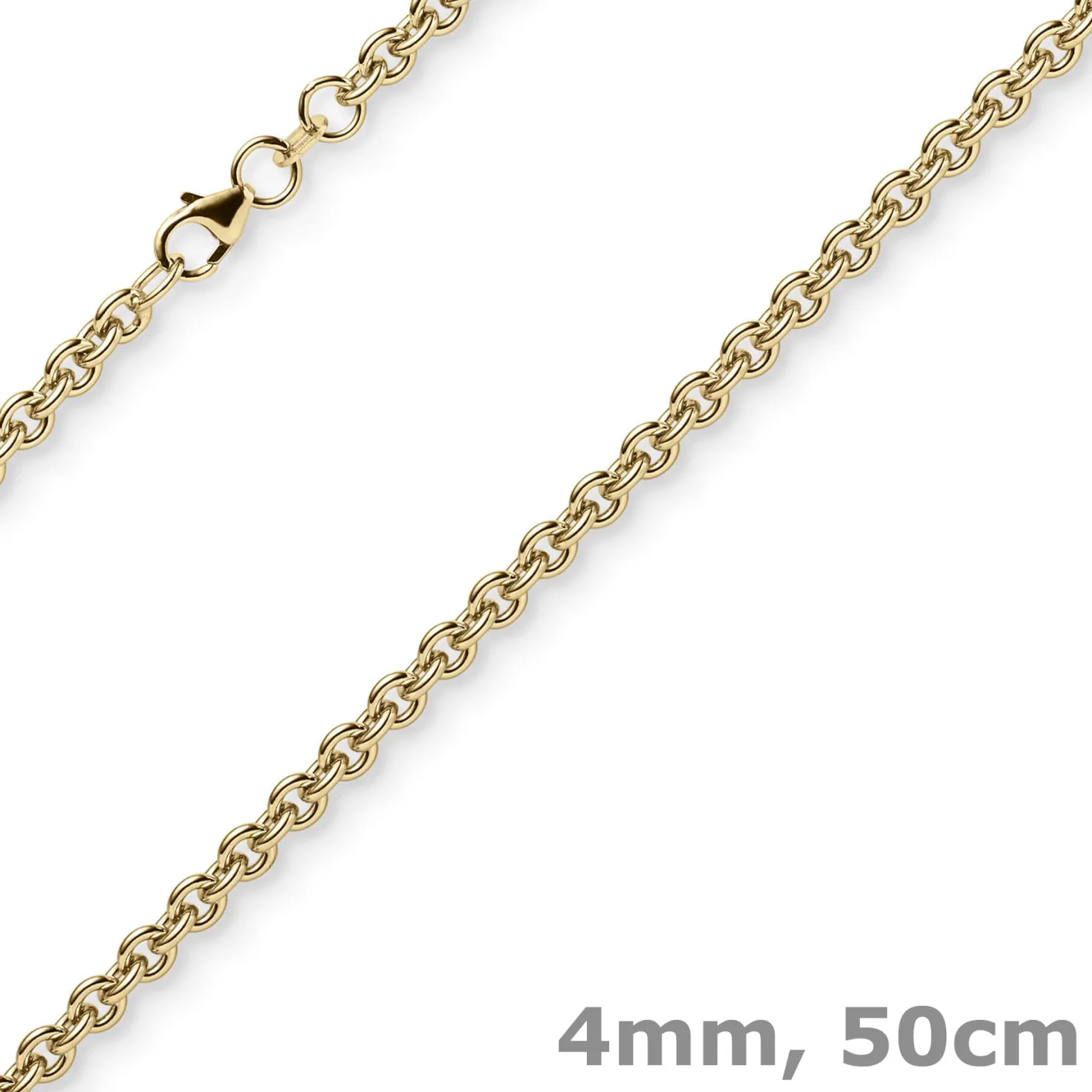 4mm Rund-Ankerkette Kette Collier Halskette 750 Gold Gelbgold 50cm Halsschmuck