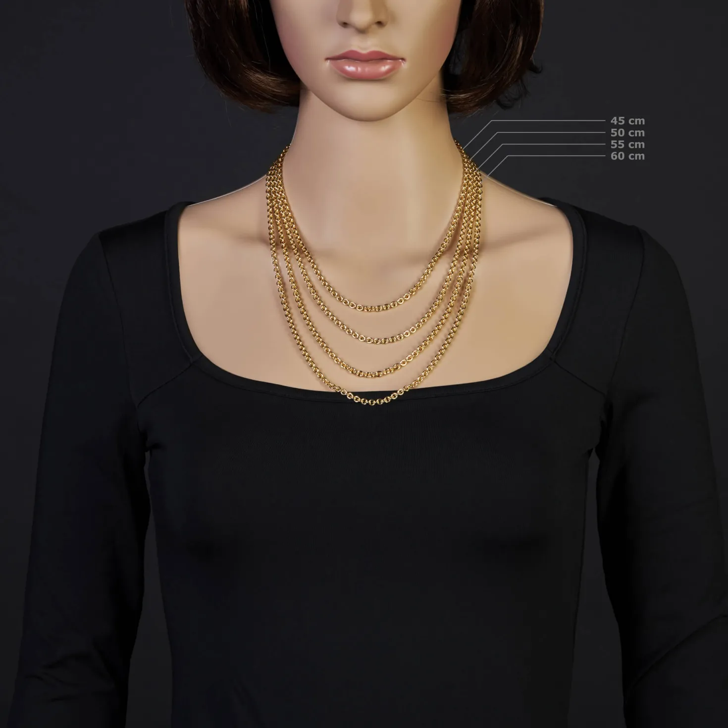 4mm Rund-Ankerkette Kette Collier Halskette 585 Gold Gelbgold 50cm Halsschmuck