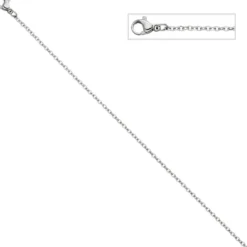 2mm Rundankerkette Kette Halskette Collier aus Edelstahl in Silberfarbe 46cm