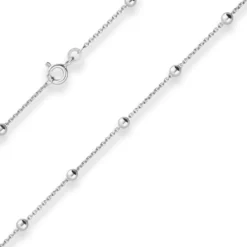 1,3mm Rund-Ankerkette Silberkette Collier Kugel Halskette aus 925 Silber 50cm