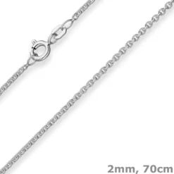 2mm Rund-Ankerkette Silberkette Collier Halskette aus 925 Silber rhodiniert 70cm