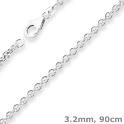 3,2mm Rund-Ankerkette Silberkette Collier Halskette aus 925 Silber 90cm