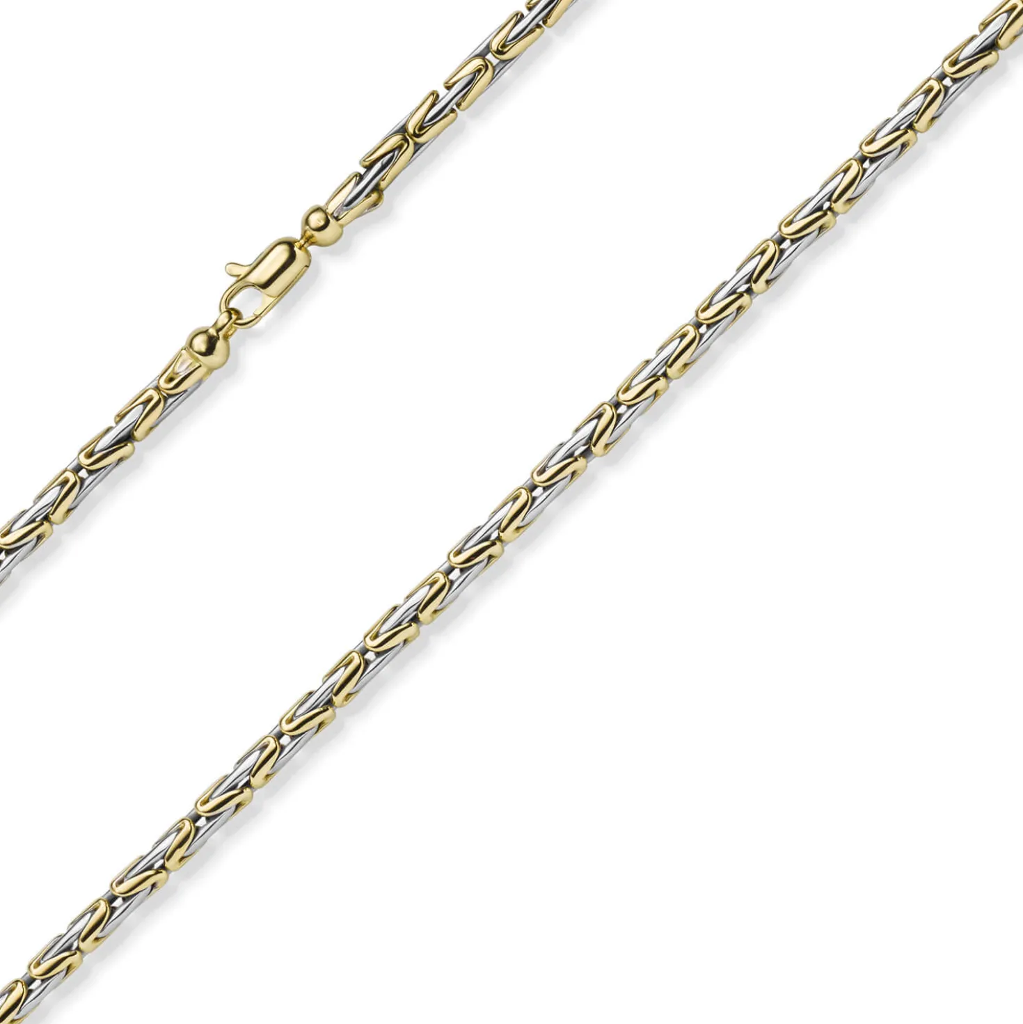 3mm runde Königskette Halskette Kette aus 585 Gold gelb/weiß bicolor 45cm