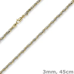 3mm runde Königskette Halskette Kette aus 585 Gold gelb/weiß bicolor 45cm