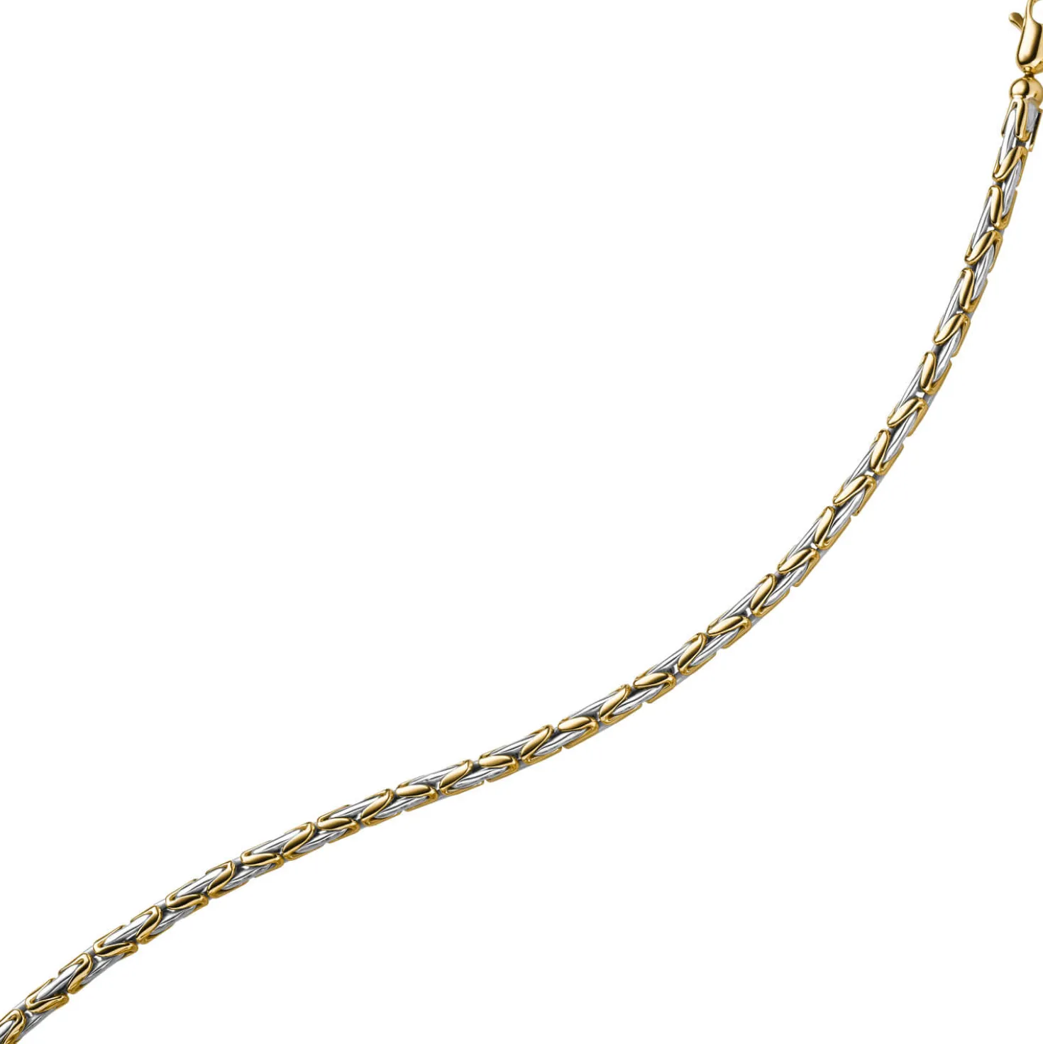 3mm runde Königskette Halskette Kette aus 585 Gold gelb/weiß bicolor 50cm
