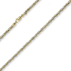 3mm runde Königskette Halskette Kette aus 585 Gold gelb/weiß bicolor 50cm