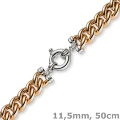 11,5mm Rundpanzer Kette Collier Halsschmuck 585 Gold Rotgold & Weißgold, 50cm
