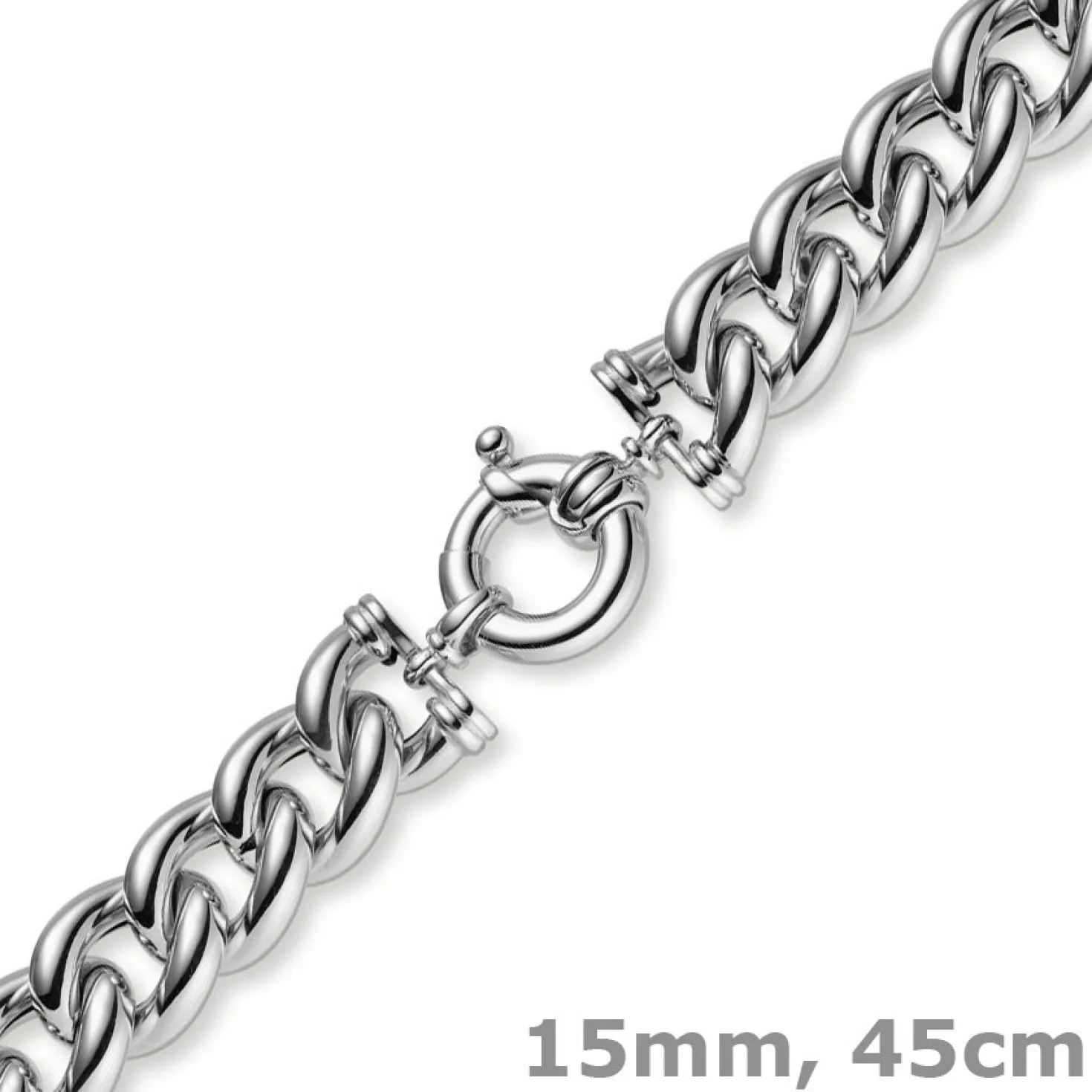 15mm Rundpanzer Kette Collier Halsschmuck aus 585 Gold Weißgold, 45cm