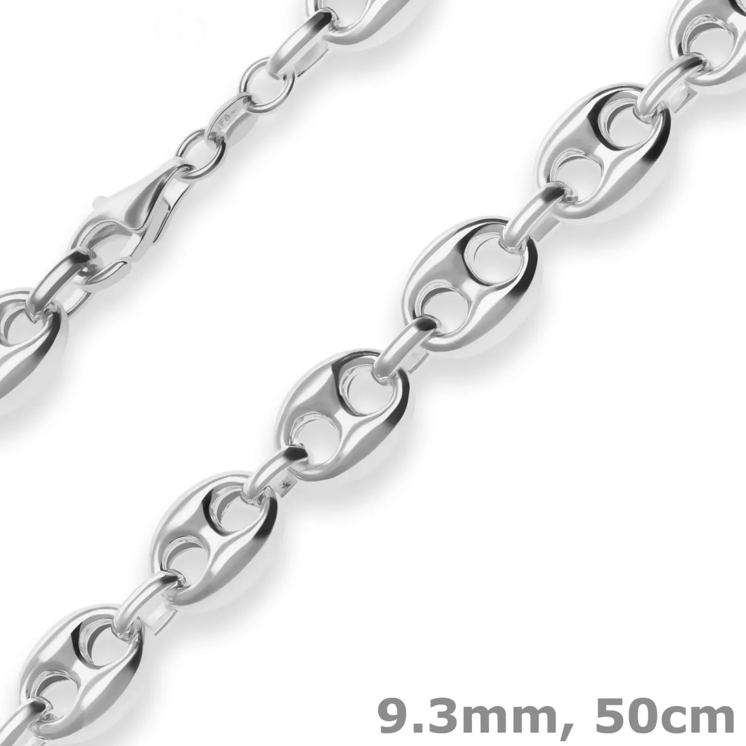 9,3mm Schiffsankerkette Silberkette Collier Halskette aus 925 Silber 50cm