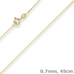 0,7mm Schlangenkette diamantiert Collier Halskette aus 375 Gold Gelbgold 45cm