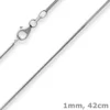 1mm Schlangenkette diamantiert Collier Halskette aus 925 Silber rhodiniert 42cm