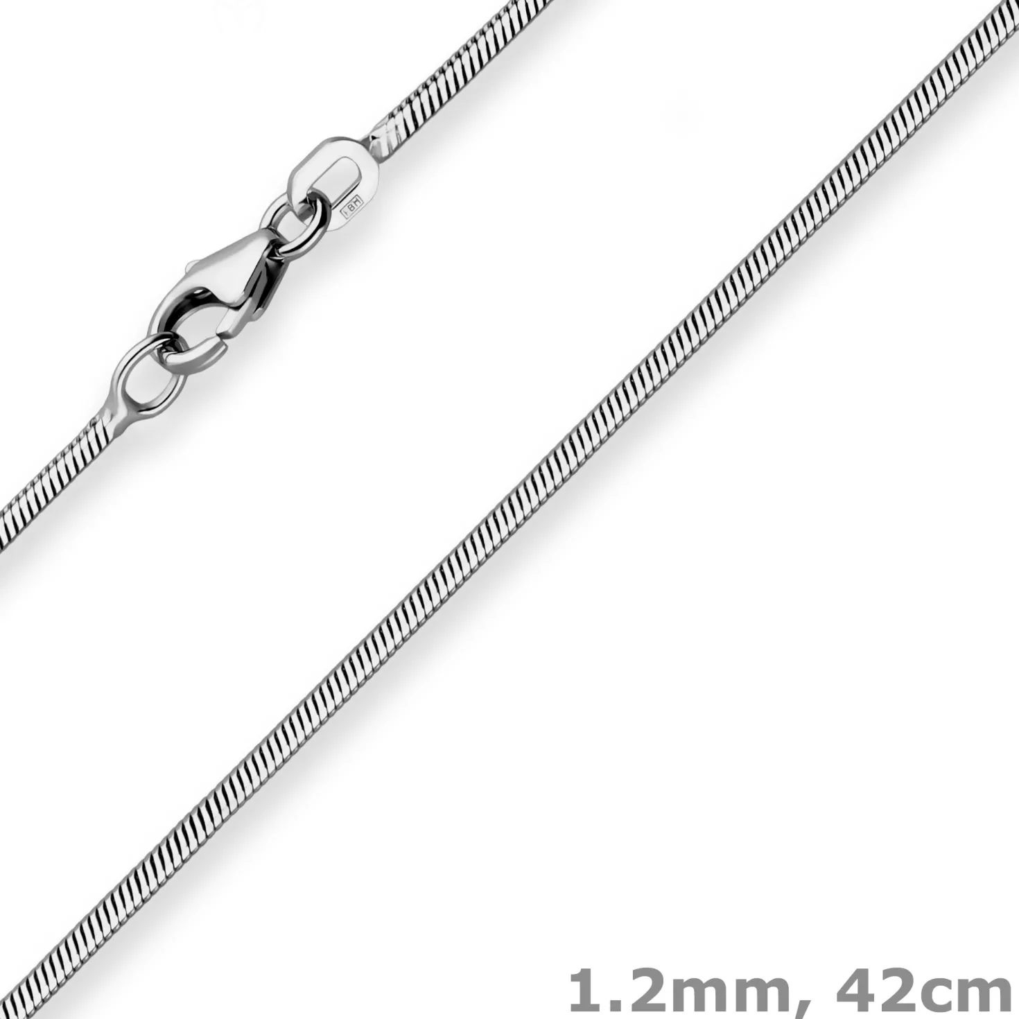 1,2mm Schlangenkette diamantiert Kette Collier aus 925 Silber rhodiniert 42cm