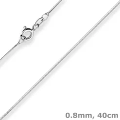 0,8mm Schlangenkette diamantiert Kette Collier aus 925 Silber rhodiniert 40cm