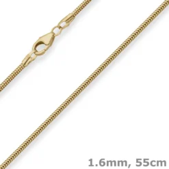 1,6mm Schlangenkette Goldkette Collier Halskette aus 585 Gold Gelbgold 55cm