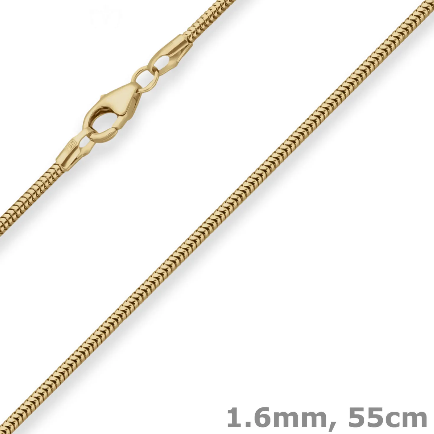 1,6mm Schlangenkette Goldkette Collier Halskette aus 585 Gold Gelbgold 55cm