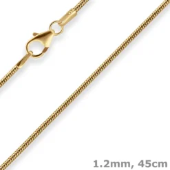 1,2mm Schlangenkette Goldkette Collier Halskette aus 585 Gold Gelbgold 45cm