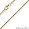 1,2mm Schlangenkette Goldkette Collier Halskette aus 333 Gold Gelbgold 55cm
