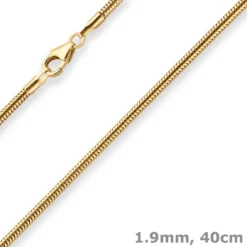 1,9mm Schlangenkette Goldkette Collier Halskette aus 333 Gold Gelbgold 40cm