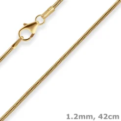 1,2mm Schlangenkette Goldkette Collier Halskette aus 333 Gold Gelbgold 42cm