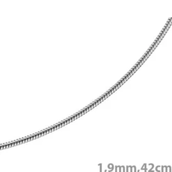 1,9mm Schlangenkette Kette Collier aus 585 Gold Weißgold, 42cm, Damen