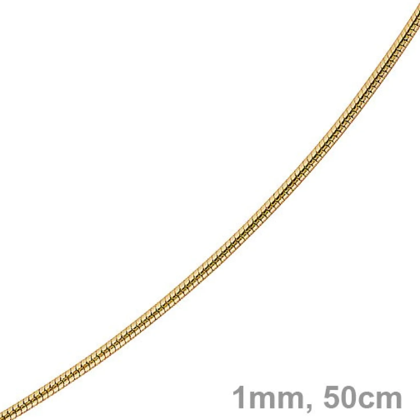 1mm Schlangenkette Kette Collier aus 750 Gold Gelbgold, Goldkette 50cm