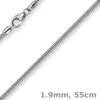 1,9mm Schlangenkette Kette Collier, 750 Gold Weißgold, Goldkette 55cm
