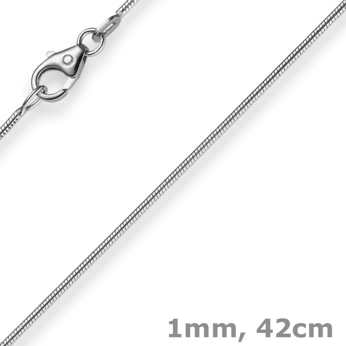 1mm Schlangenkette Kette Collier aus 750 Gold Weißgold, Goldkette 42cm