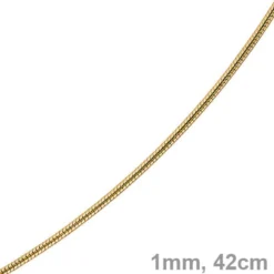 1mm Schlangenkette Kette Collier aus 750 Gold Gelbgold, Goldkette 42cm