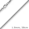 1,9mm Schlangenkette Kette Collier, 750 Gold Weißgold, Goldkette 38cm