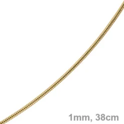 1mm Schlangenkette Kette Collier aus 750 Gold Gelbgold, Goldkette 38cm