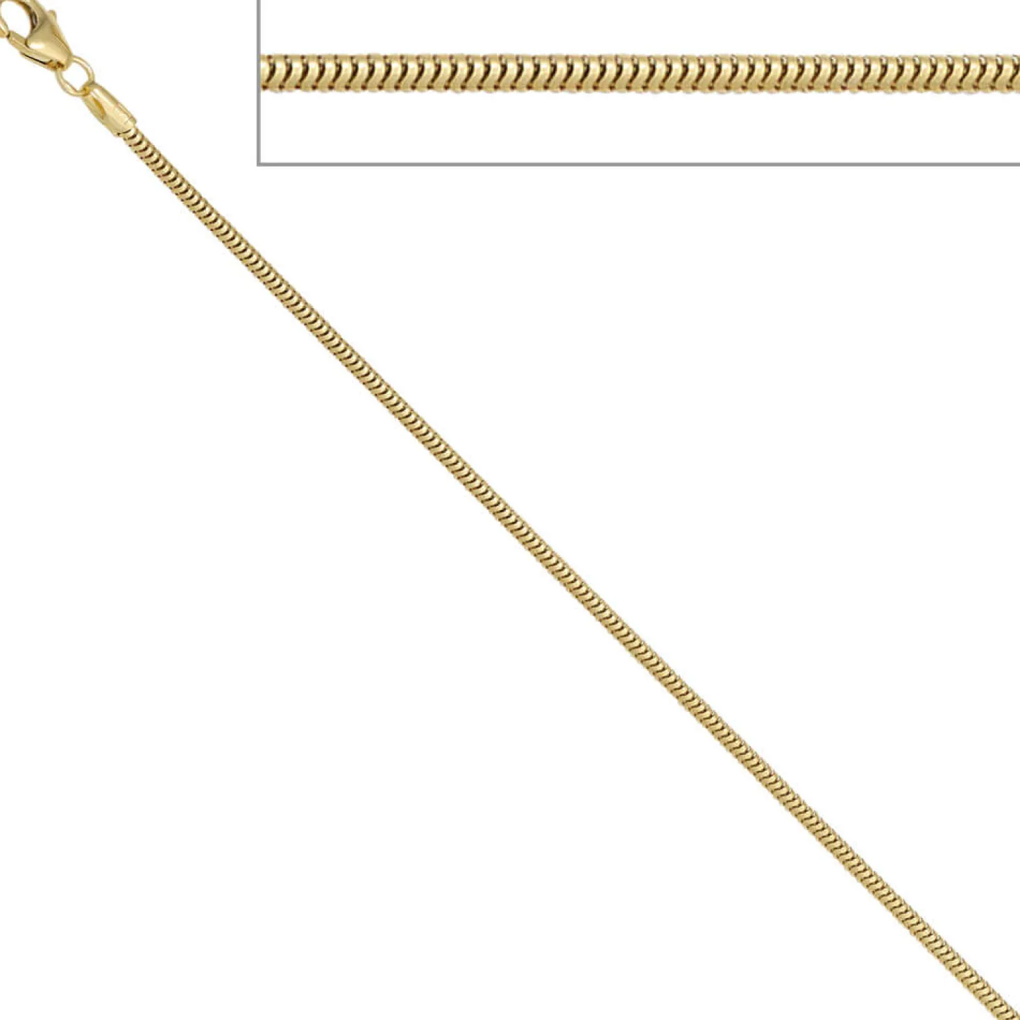 1,6mm Schlangenkette Kette Collier Halskette 333 Gold Gelbgold 42cm