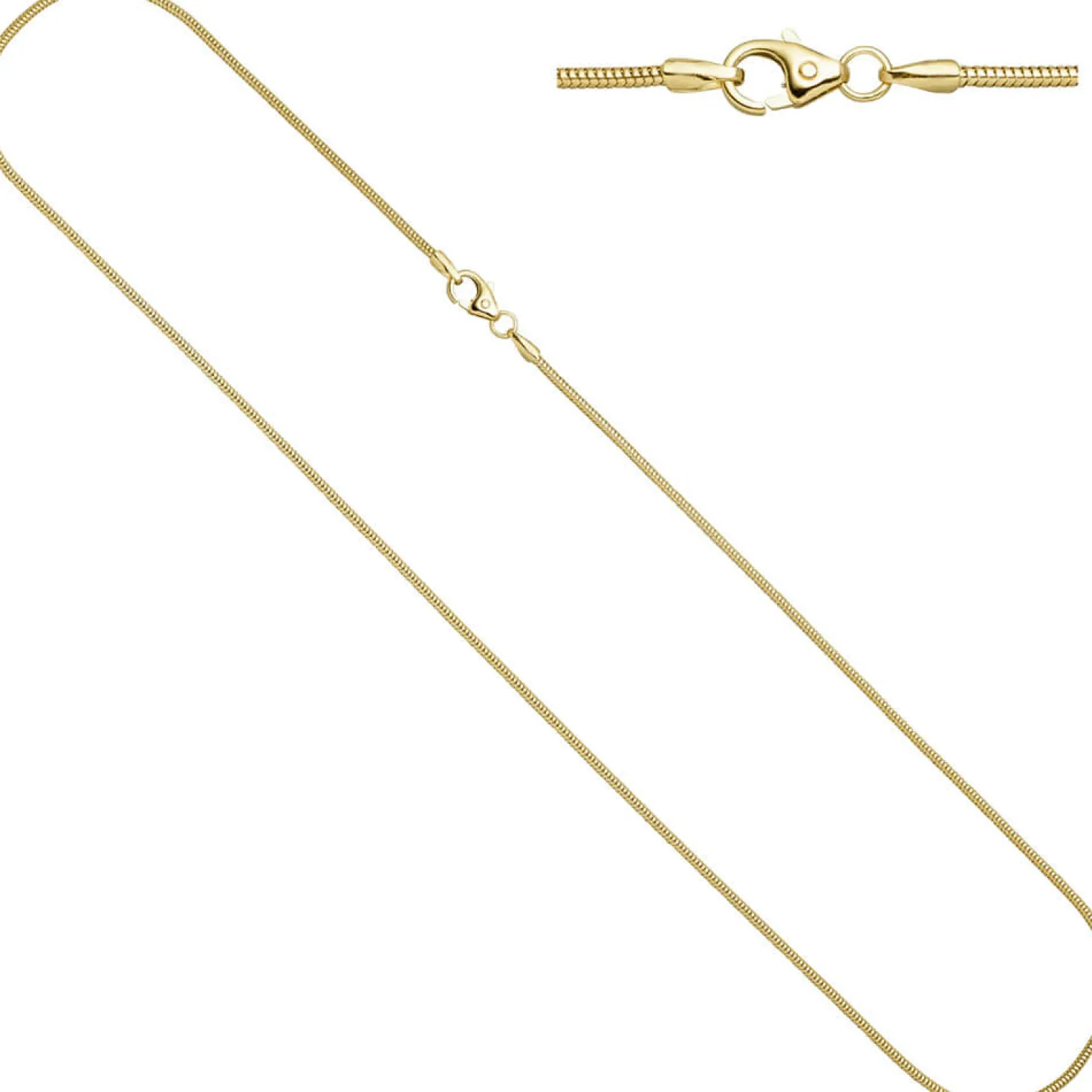 1,6mm Schlangenkette Kette Collier Halskette 333 Gold Gelbgold 60cm