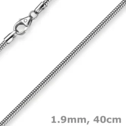 1,9mm Schlangenkette Kette Collier aus 585 Gold Weißgold, 40cm, Damen