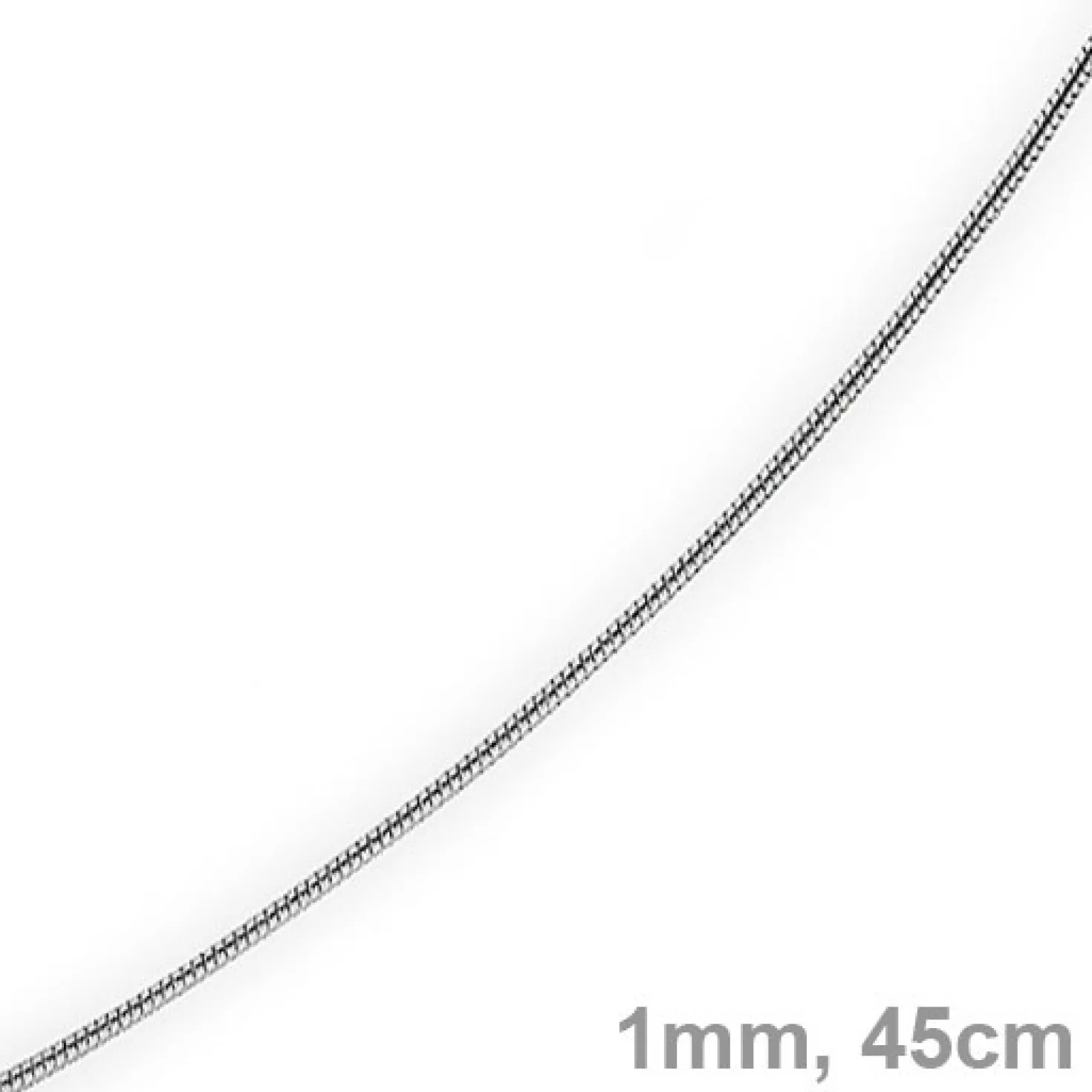 1mm Schlangenkette Kette Collier aus 585 Gold Weißgold, 45cm, Damen