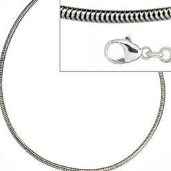 1,9mm Schlangenkette Kette Collier aus 925 Silber rhodiniert 60cm