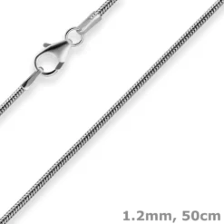 1,2mm Schlangenkette Kette Collier Halskette aus 925 Silber rhodiniert 50cm