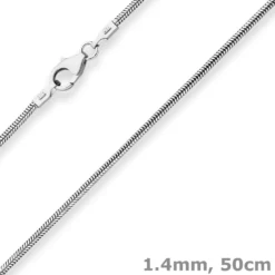 1,4mm Schlangenkette Kette Collier Halskette aus 925 Silber rhodiniert 50cm