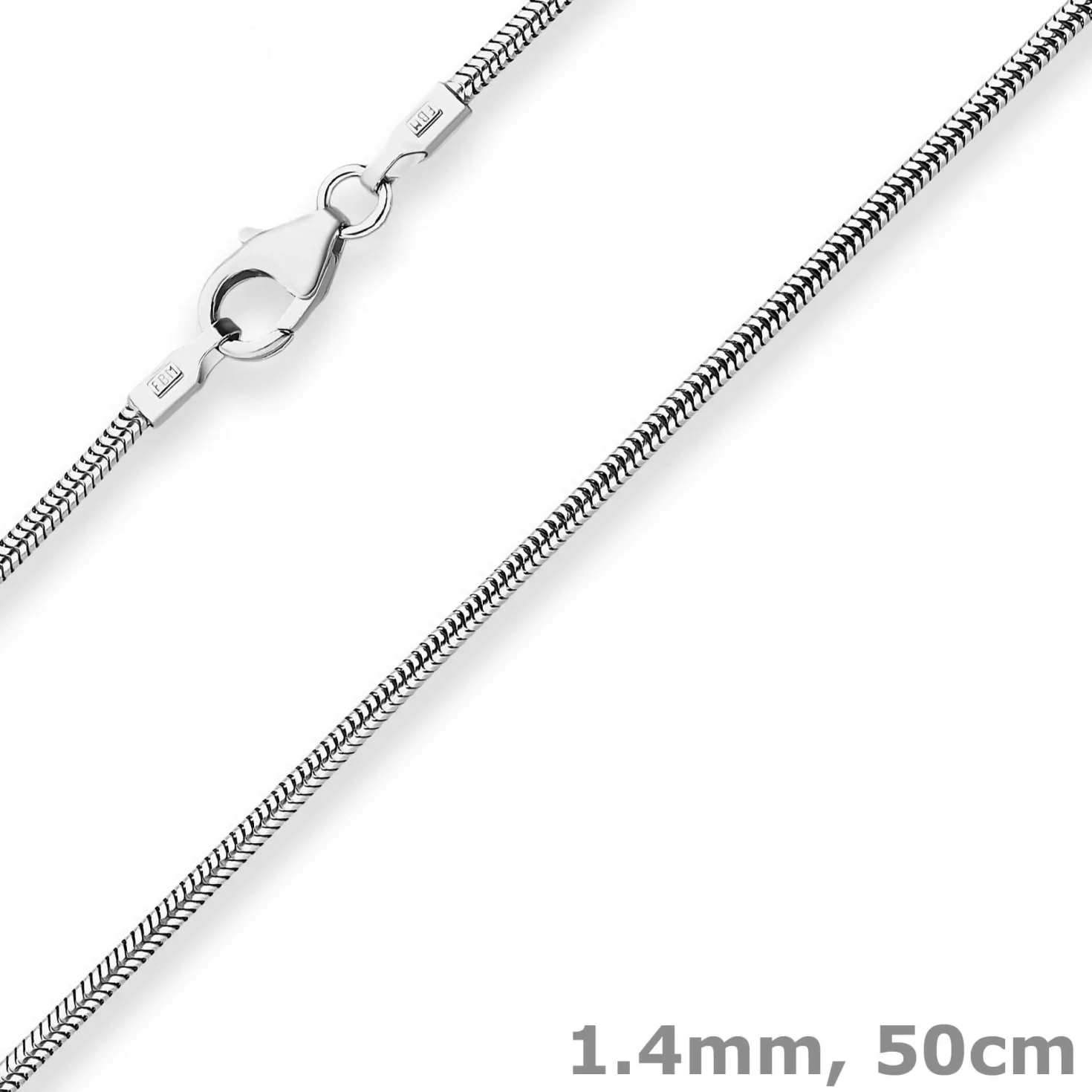 1,4mm Schlangenkette Kette Collier Halskette aus 925 Silber rhodiniert 50cm