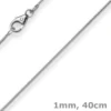 1mm Schlangenkette Kette Collier aus 750 Gold Weißgold, Goldkette 40cm
