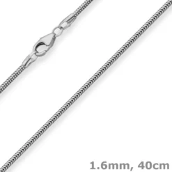 1,6mm Schlangenkette Kette Collier Halskette aus 925 Silber rhodiniert 40cm
