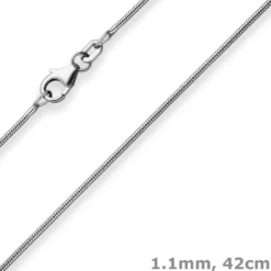 1,1mm Schlangenkette Kette Collier Halskette aus 925 Silber rhodiniert 42cm