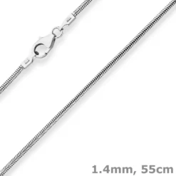 1,4mm Schlangenkette Kette Collier Halskette aus 925 Silber rhodiniert 55cm