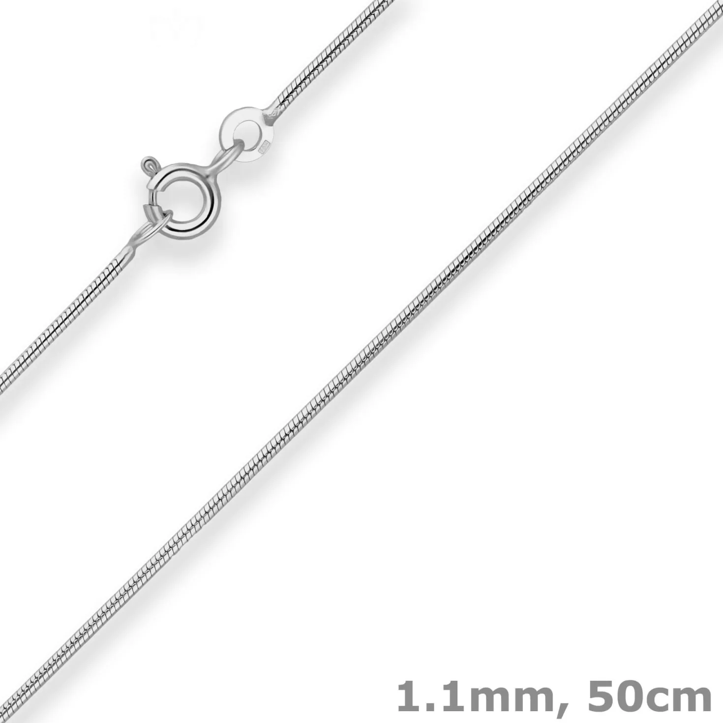 1,1mm Schlangenkette Kette Collier Halskette aus 925 Silber rhodiniert 50cm