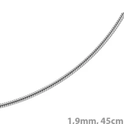 1,9mm Schlangenkette Kette Collier, 750 Gold Weißgold, Goldkette 45cm