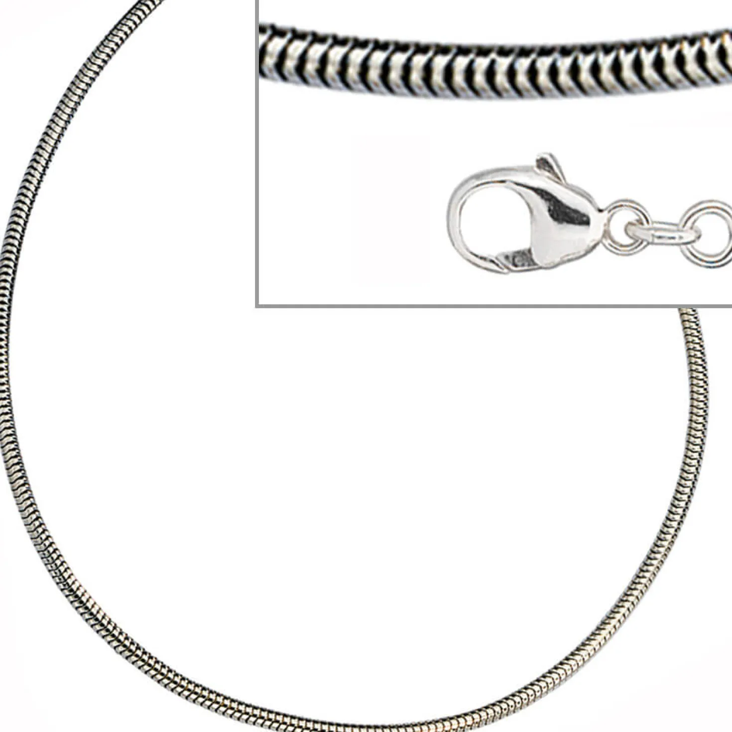 1,6mm Schlangenkette Kette Collier aus 925 Silber rhodiniert 70cm