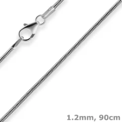 1,2mm Schlangenkette Kette Collier Halskette aus 925 Silber rhodiniert 90cm