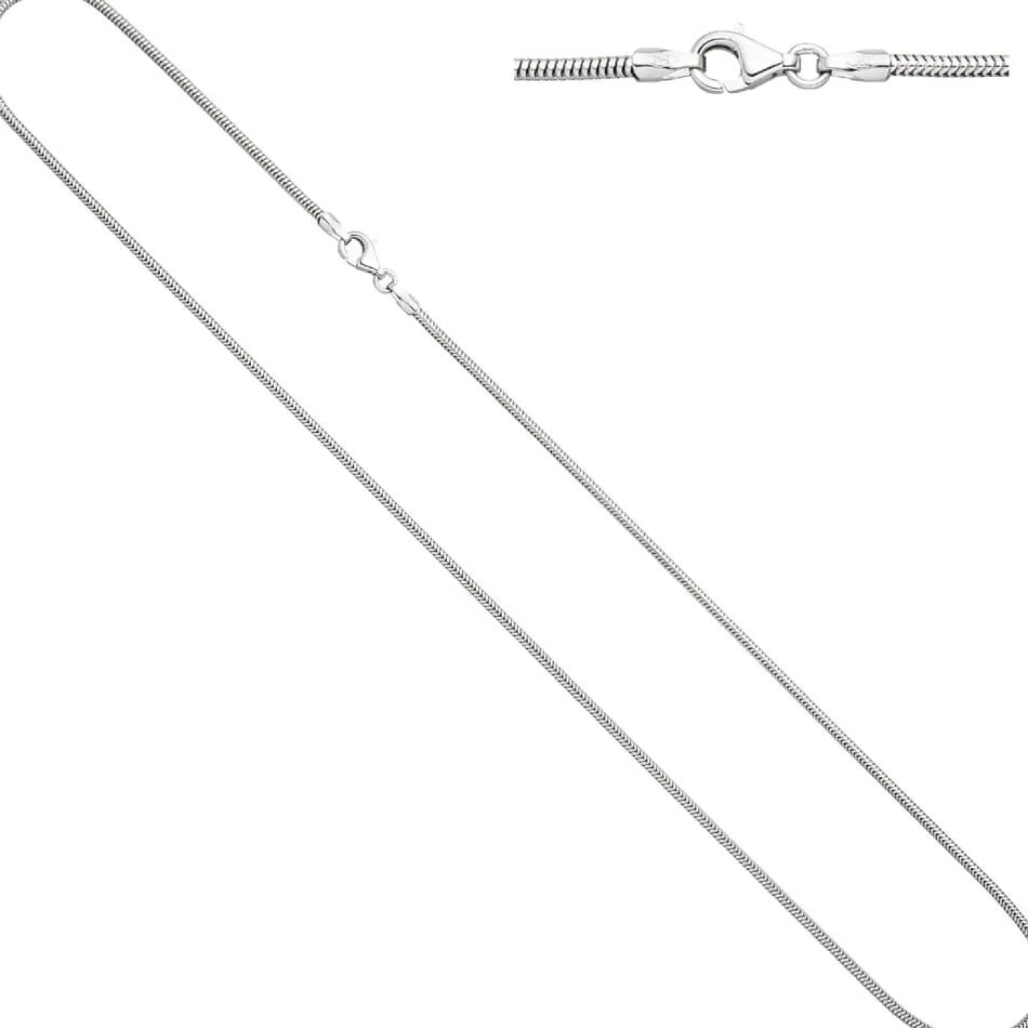 1,4mm Schlangenkette Kette 14Kt. 585 Weißgold 38cm rund