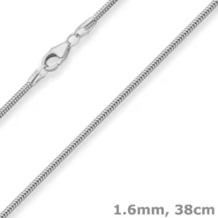 1,6mm Schlangenkette Silberkette Collier Halskette aus 925 Silber 38cm